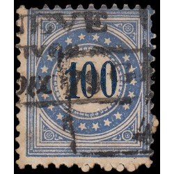 Suiza Switzerland Tasa 13 1882 Cifra azul Papel con fragmentos de hilo de seda Usado