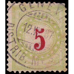 Suiza Switzerland Tasa 15 1883 Cifra carmín-roja Papel con fragmentos de hilo de seda Usado