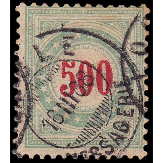 Suiza Switzerland Tasa 20 1883 Cifra carmín-roja Papel con fragmentos de hilo de seda Usado