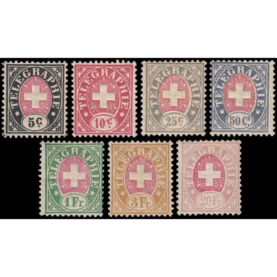 Suiza Switzerland Telégrafos 1868-71 No incluye valor nº 7 (sólo los valores con hilos de seda) MNH
