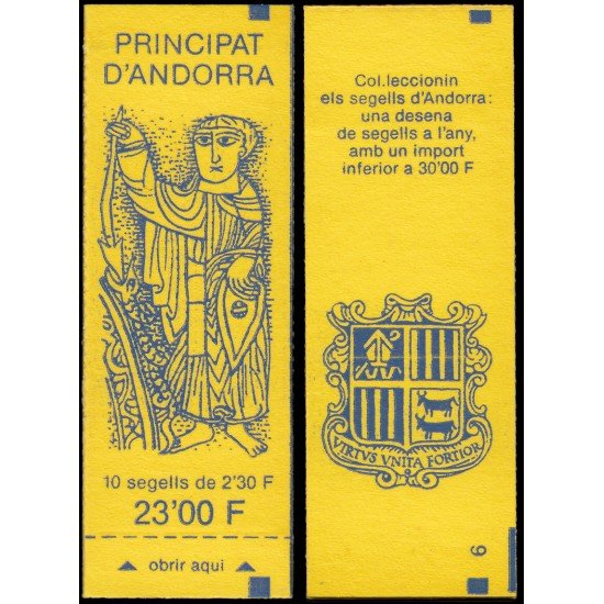 Andorra Francesa Carnet 3 1990 Tipo Blasón de Andorra