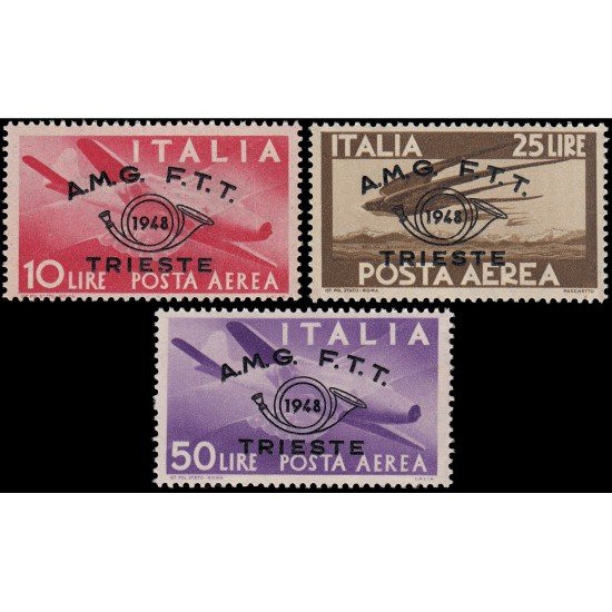 Trieste Aéreo 12A-12C 1948 Zona A Congreso filatélico de Trieste MNH