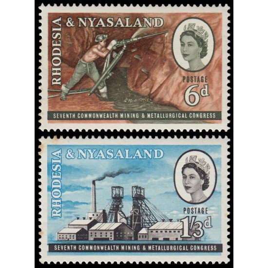Rhodesia-Nyasaland 39/40 1961 7º congreso minero y metalúrgico de la Commonwealth MNH
