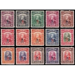 Sarawak 151/65 1947 Sellos de 1934-41 con sobrecarga MNH