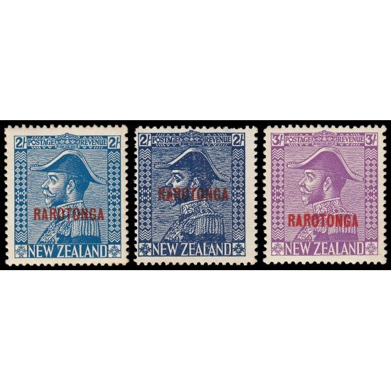 Rarotonga 29/30+29a  1926-28 Sellos de Nueva Zelanda con sobrecarga MNH