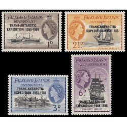 Falkland Islands Islas Malvinas 66/69 1956 Sobrecarga Expedición transantártida Dependencia South Shetlands MNH