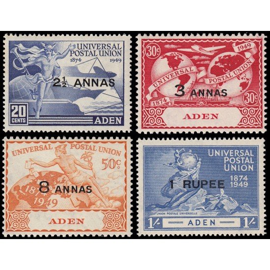 Adén Qu Aiti 16/19 1949 75 aniv. de la U.P.U. MNH