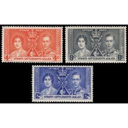 Malaysia Malasia Malaca 220/22 1937 Coronación de Jorge VI MNH
