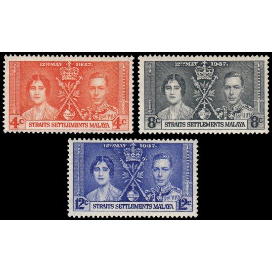 Malaysia Malasia Malaca 220/22 1937 Coronación de Jorge VI MNH