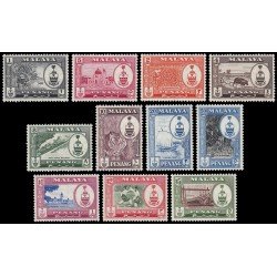 Malaysia Malasia Penang 49/59 1960 Serie anterior con escudos reemplazando Elisabeth II MNH
