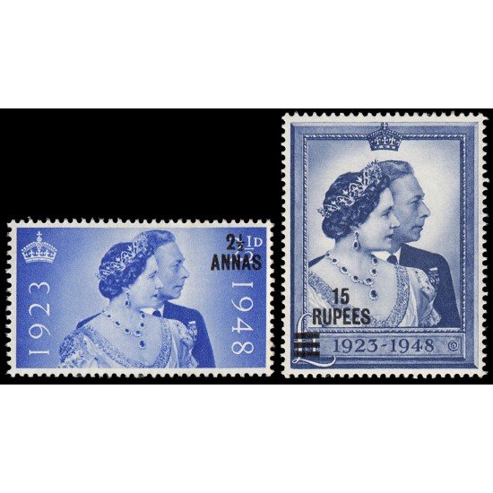 Mascate ODQ 14/15 1948 Bodas de plata de los soberanos británicos MNH