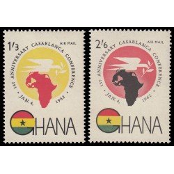 Ghana Aéreo 9/10 1962 Aniversario de la conferencia de Casablanca MNH