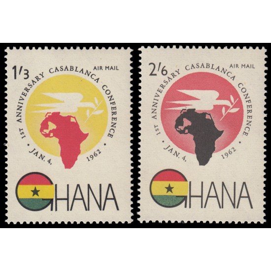 Ghana Aéreo 9/10 1962 Aniversario de la conferencia de Casablanca MNH