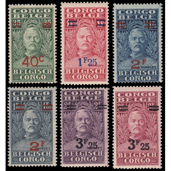 Congo Belga 162/67 1931 Sellos de 1928 (Stanley) con sobrecargas MNH