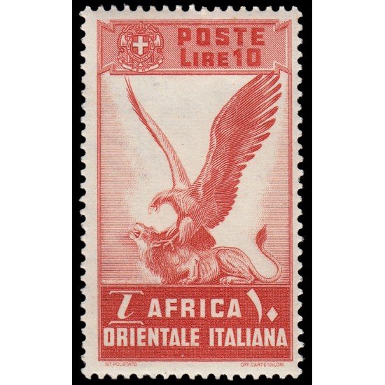 África Oriental Italiana 19 1938 Alegoría águila y león MH
