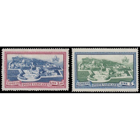 Vaticano Express 5/6 1945 Vista aérea de la ciudad del Vaticano MH Vaticano Express 5/6 1945 Vista aérea de la ciudad del Vaticano MH