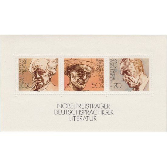 Alemania Federal Germany HB 15 1978 Premios Nobel de literatura en lengua alemana MNH Alemania Federal Germany HB 15 1978 Premios Nobel de literatura en lengua alemana MNH