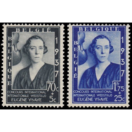 Bélgica 456/57 1937 Concurso inter. de música Eugène Ysaye Reina Elisabeth MNH 