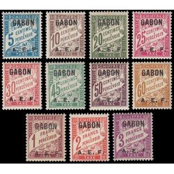 Gabón Gabonaise Tasas 1/11 1928 Sellos de Francia con sobrecarga MH