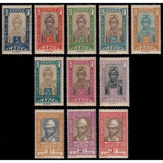Gabón Gabonaise Tasas 12/22 1930 Personajes variados MNH