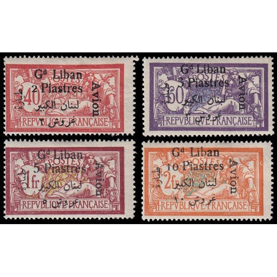 Gran Líbano Aéreo 5/8 1924 Sellos de Francia de 1900-20 con sobrecarga MH