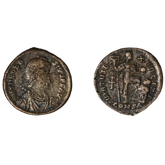 Moneda Imperio Romano Maiorina Teodosio I 387-392 d.C.