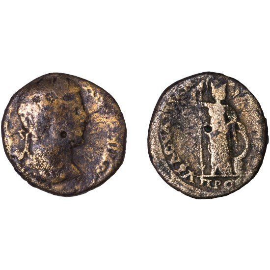 Moneda Imperio Romano Tetrassarion Caracalla 208-210 d.C.