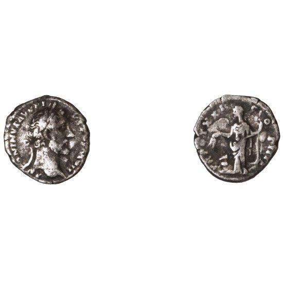 Moneda Imperio Romano Denario Antonino Pío 157-158 d.C.