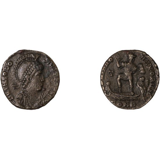 Moneda Imperio Romano Maiorina Teodosio I 383-386 d.C.