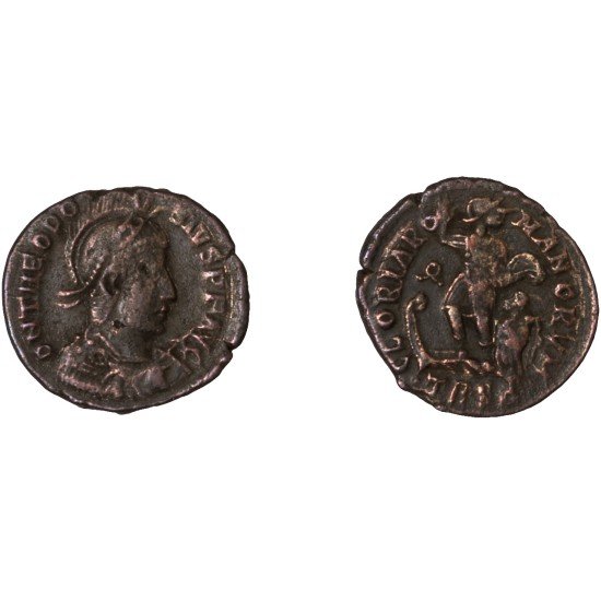 Moneda Imperio Romano Maiorina Teodosio I 383-386 d.C.
