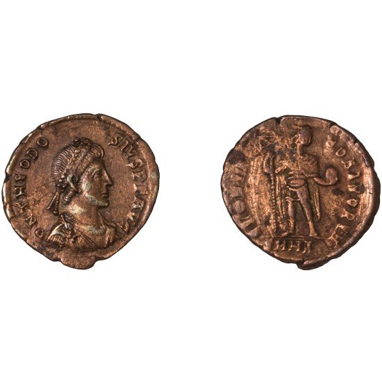 Moneda Imperio Romano Decargiro Teodosio I 393-395 d.C.