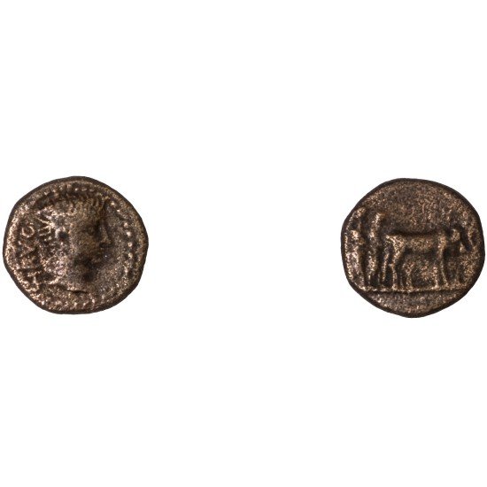 Moneda Imperio Romano Hemiassarion Tiberio 14-37 d.C.
