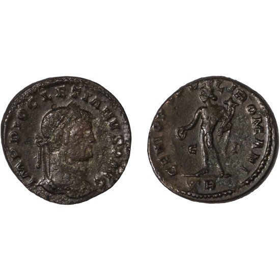 Moneda Imperio Romano Follis Diocleciano 296-297 d.C.