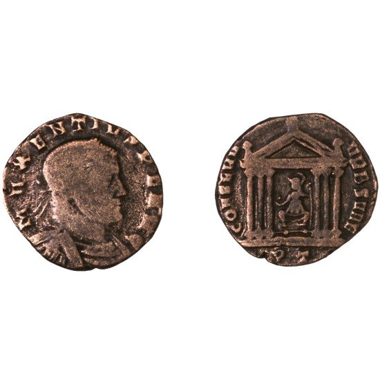 Moneda Imperio Romano Follis Majencio 307-308 d.C.