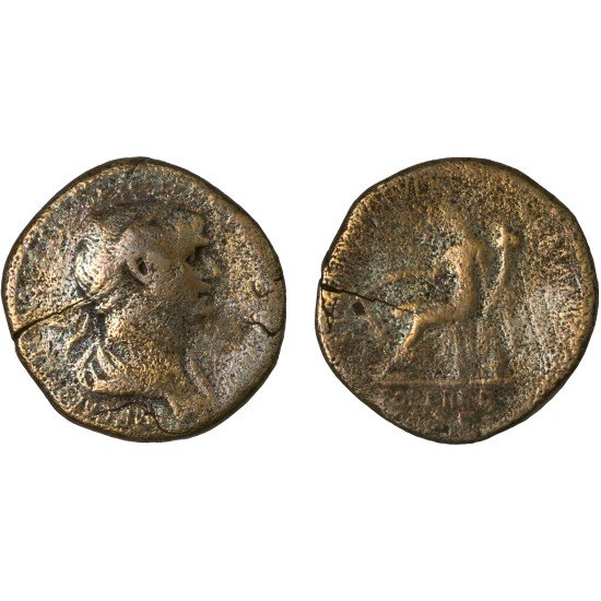 Moneda Imperio Romano Sestercio Trajano 114-117 d.C.