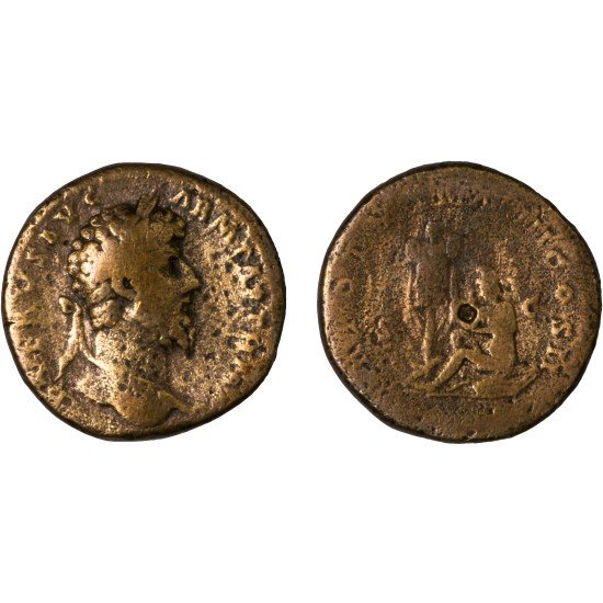 Moneda Imperio Romano Sestercio Lucio Vero 165 d.C.