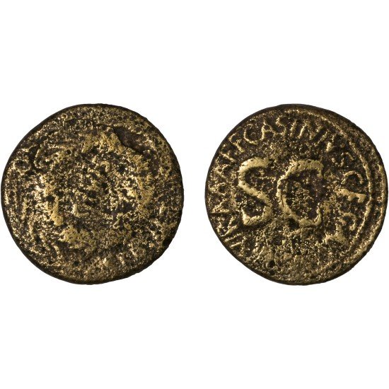 Moneda Imperio Romano Sestercio Augusto 16 a.C.