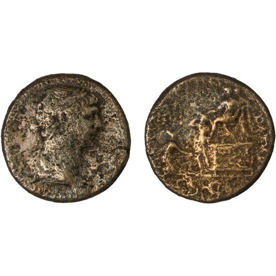 Moneda Imperio Romano Sestercio Trajano 116 d.C.