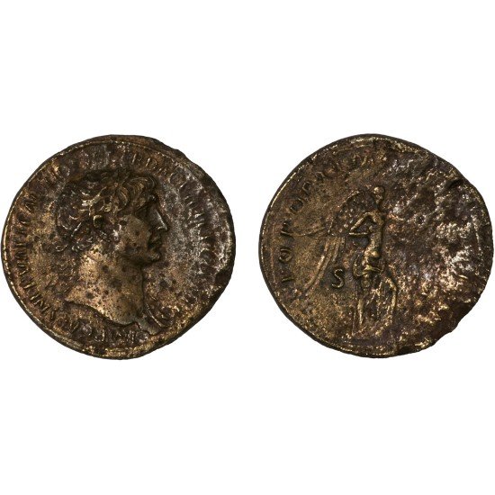 Moneda Imperio Romano Sestercio Trajano 106 d.C.