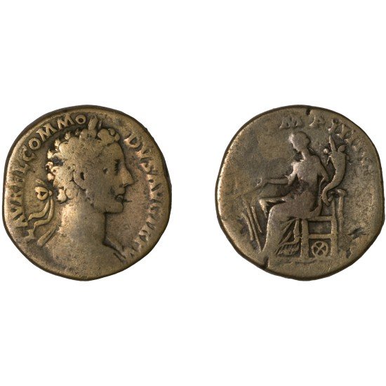 Moneda Imperio Romano Sestercio Cómodo 180 d.C.