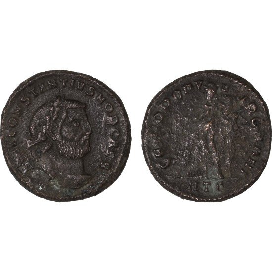 Moneda Imperio Romano Follis Constancio I 296-298 d.C.