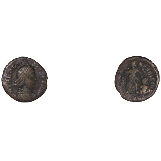 Moneda Imperio Romano Nummus Teodosio I 388-395 d.C.