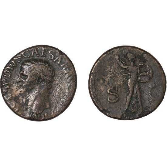 Moneda Imperio Romano As Claudio I 41-42 d.C.