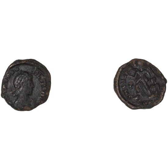 Moneda Imperio Romano Nummus Teodosio I 388-395 d.C.