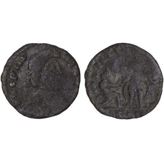 Moneda Imperio Romano Maiorina imitativa Graciano después de 379 d.C.