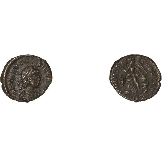 Moneda Imperio Romano Nummus Teodosio I 388-395 d.C.