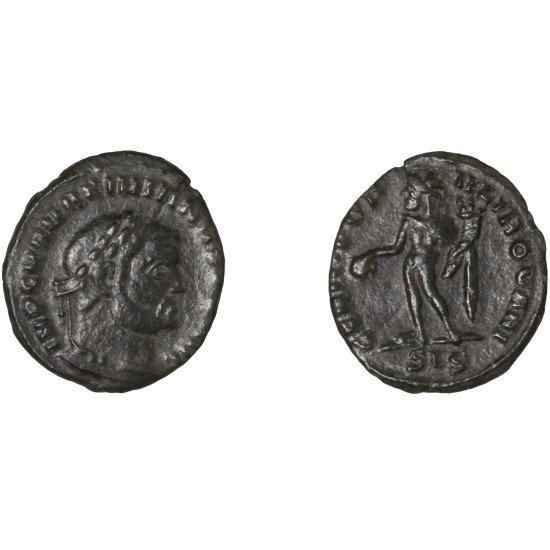 Moneda Imperio Romano ¼ de follis Maximiano 305 d.C.