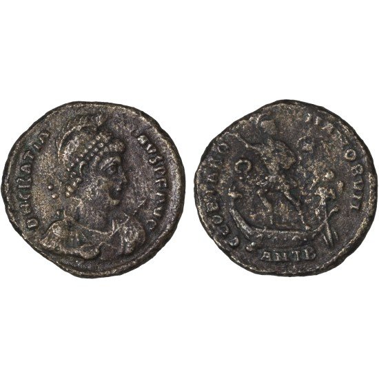Moneda Imperio Romano Maiorina Graciano 383 d.C.