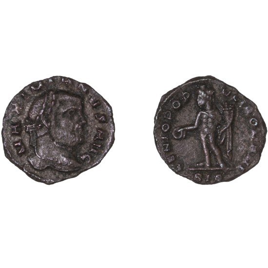 Moneda Imperio Romano ¼ de Follis Maximiano 305 d.C.