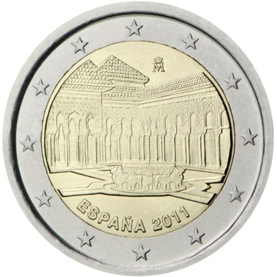 España 2011 2 € euros conmemorativos UNESCO Patio de los Leones La Alhambra Granada